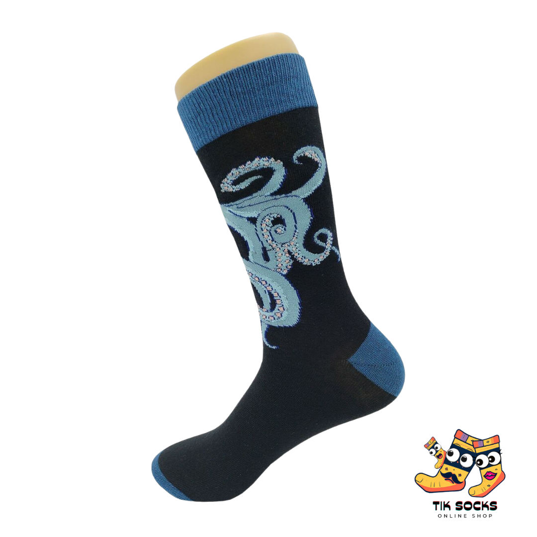 TikSocks|Fun Socks-Blue Octopus Socks
