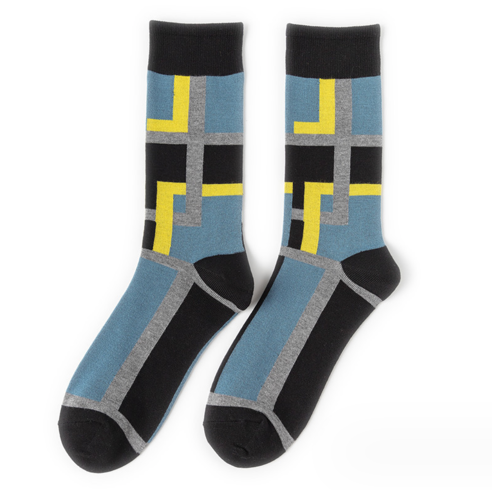 Plaid bamboo socks in a vibrant mix of colors, highlighting their eco-friendly composition and stylish pattern.