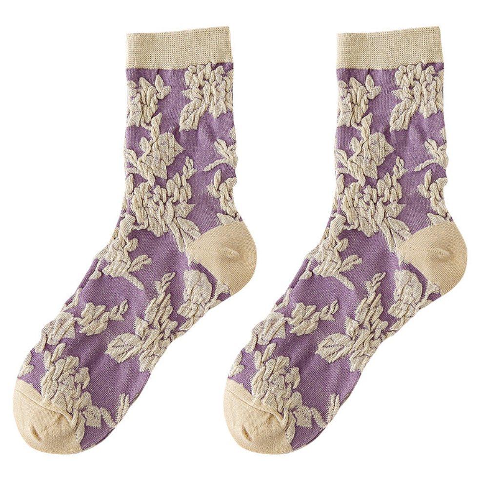 TikSocks|Baroque Rose Embroidered Socks - Luxurious Vintage-Inspired