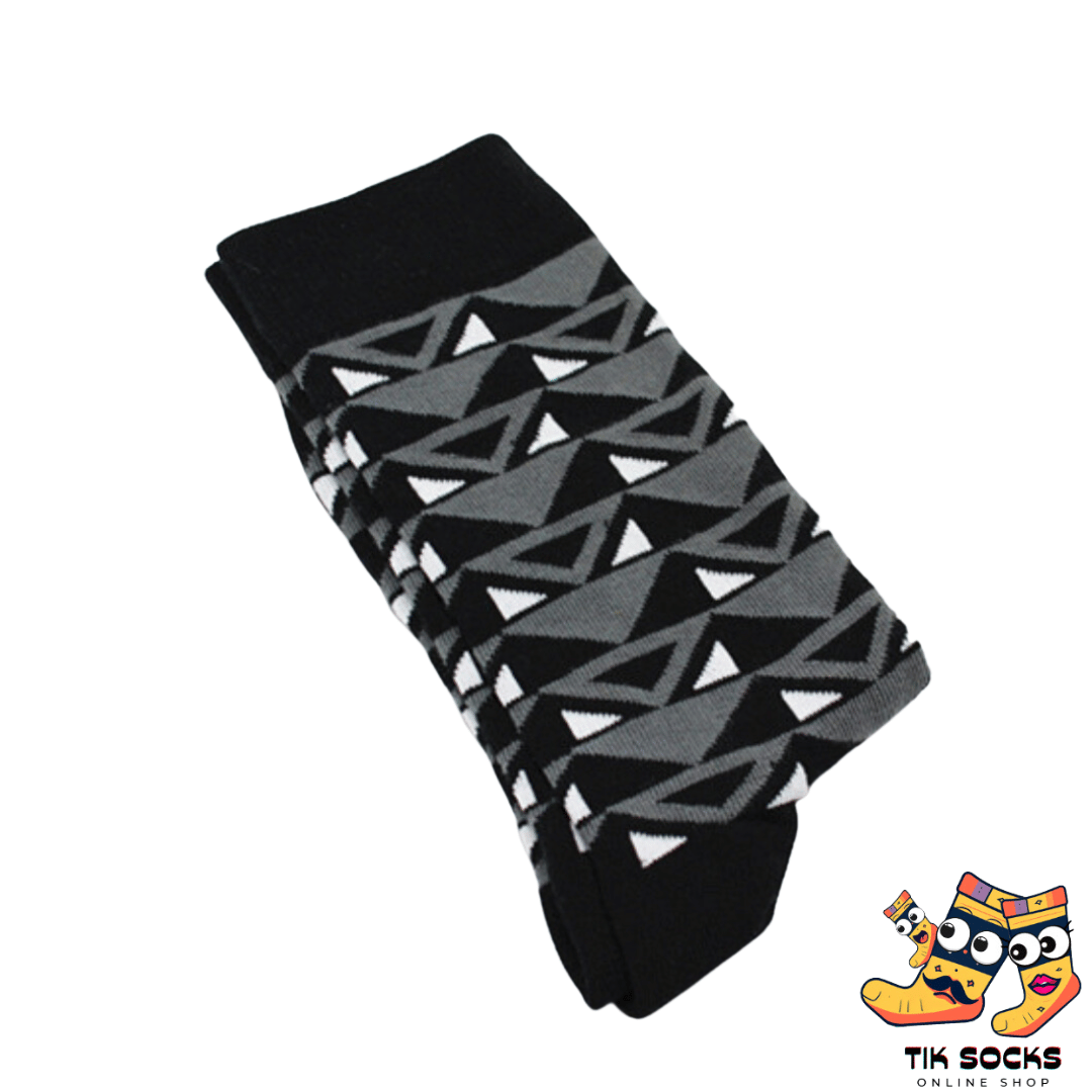 Men's and women's socks with evenly spaced black stripes
