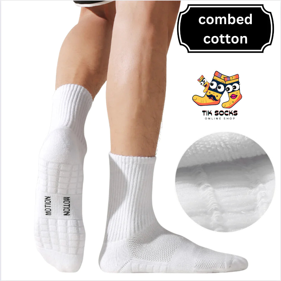 white, and black combed cotton socks displayed side by side, highlighting their superior softness and quality.