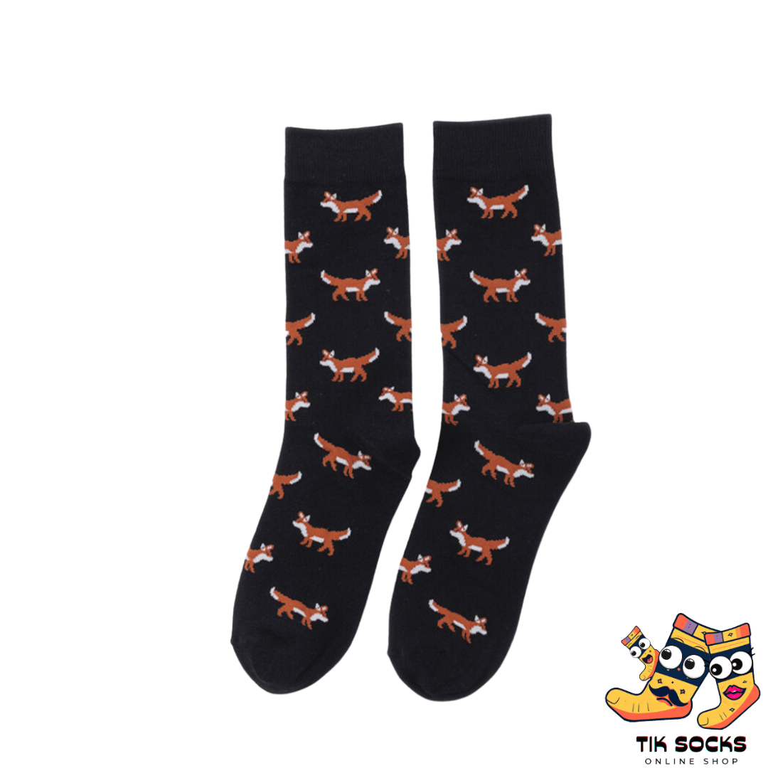 Men's and women's socks depicting animated foxes images