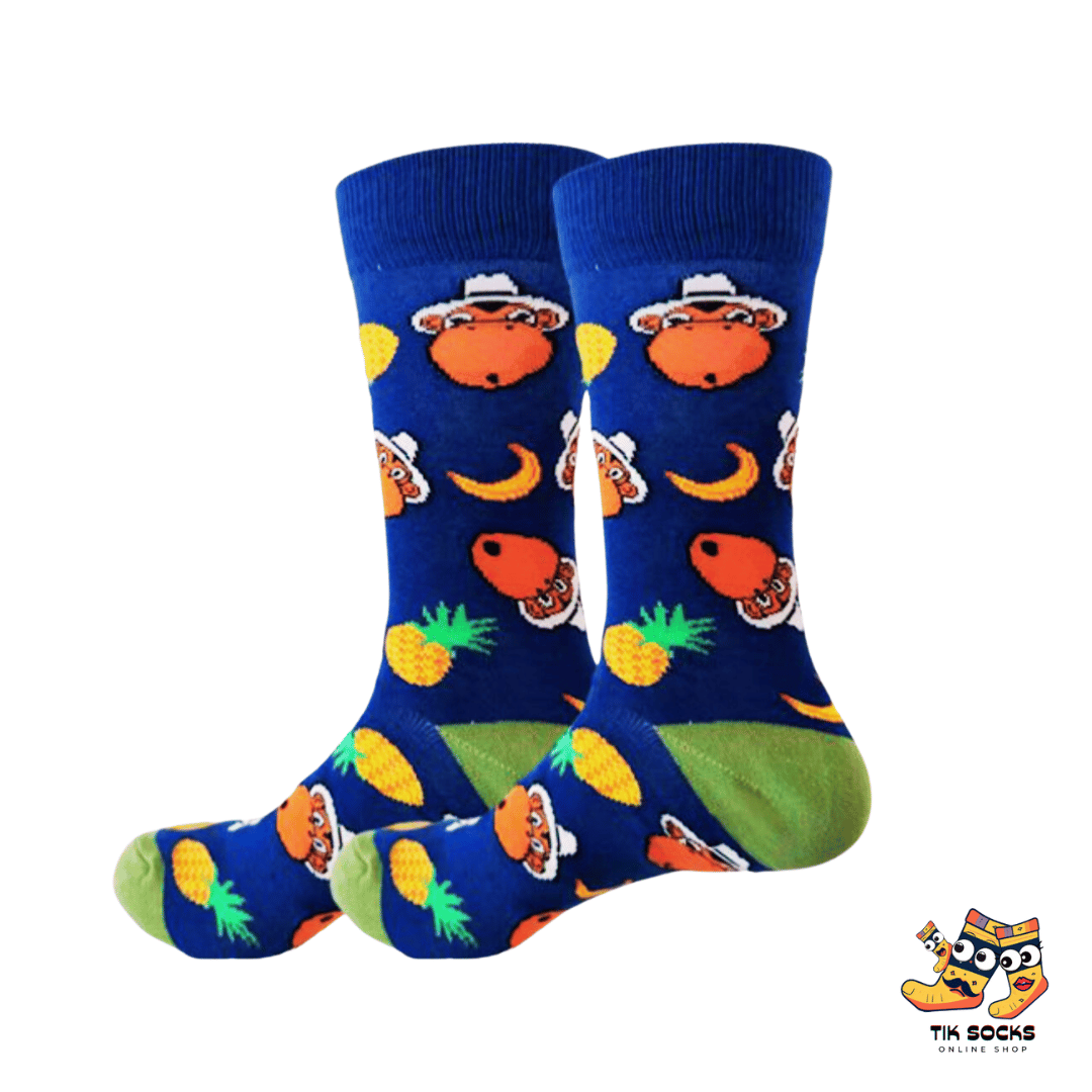 TikSocks|Fun Socks-Tropical Monkey & Pineapple Socks