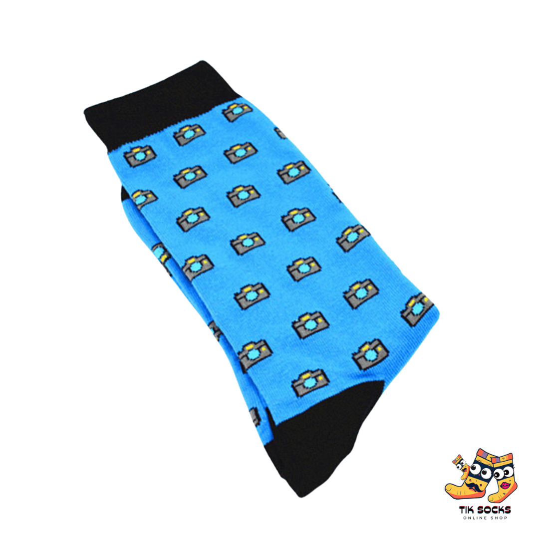 blue camera socks