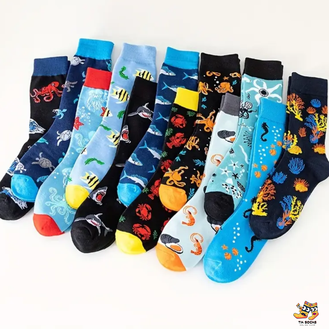 TikSocks|Fun Socks-Blue Seahorse Socks