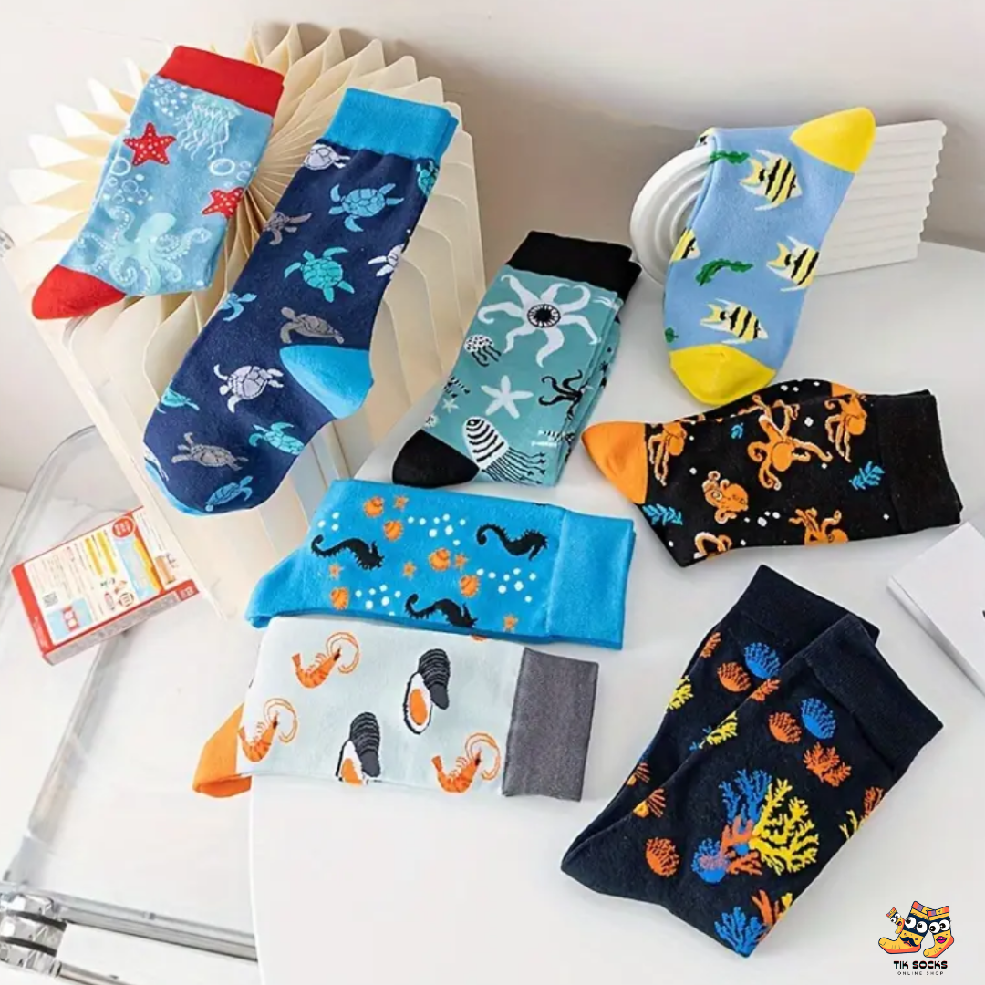 TikSocks|Fun Socks-Blue Seahorse Socks