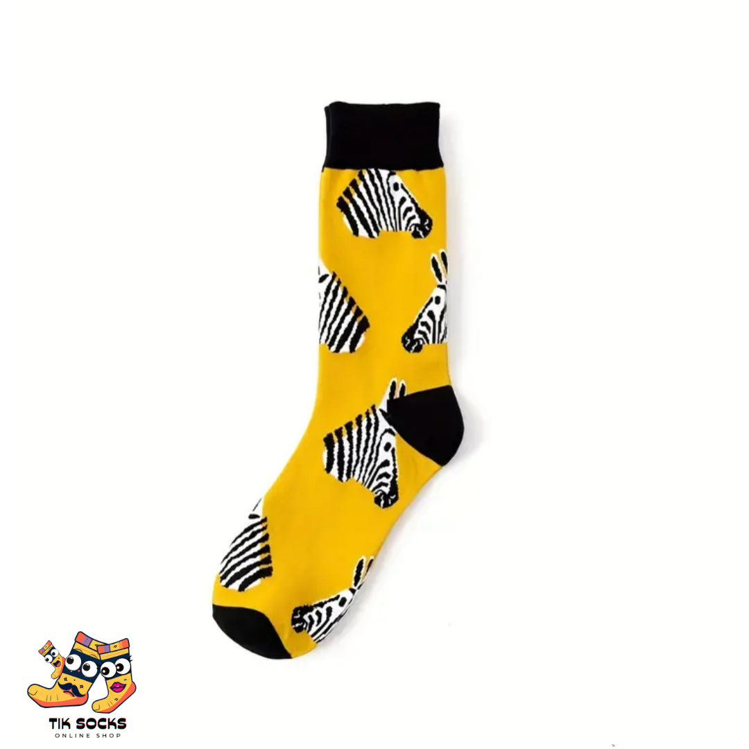 TikSocks|Fun Socks-Zebra Socks Yellow