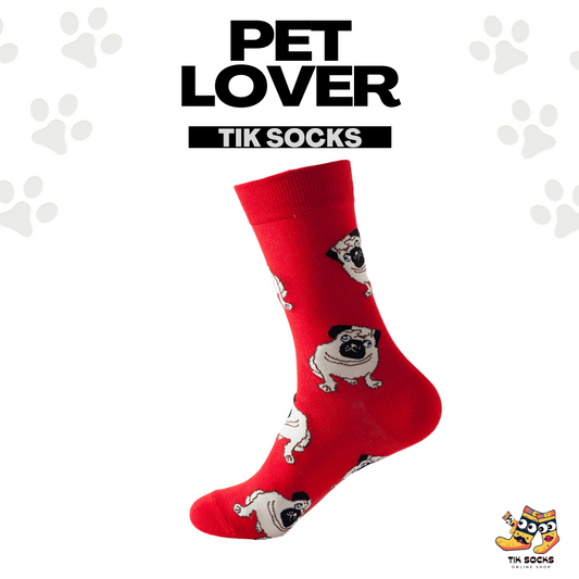 TikSocks|Fun Socks-Dog Print Socks Red