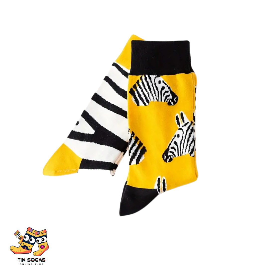 TikSocks|Fun Socks-Zebra Socks Yellow