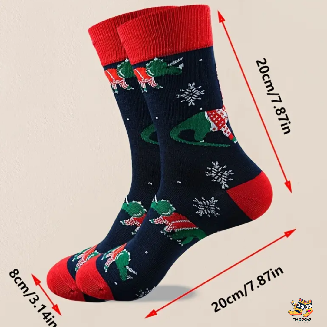 TikSocks|Christmas Socks-Christmas Dinosaur Socks