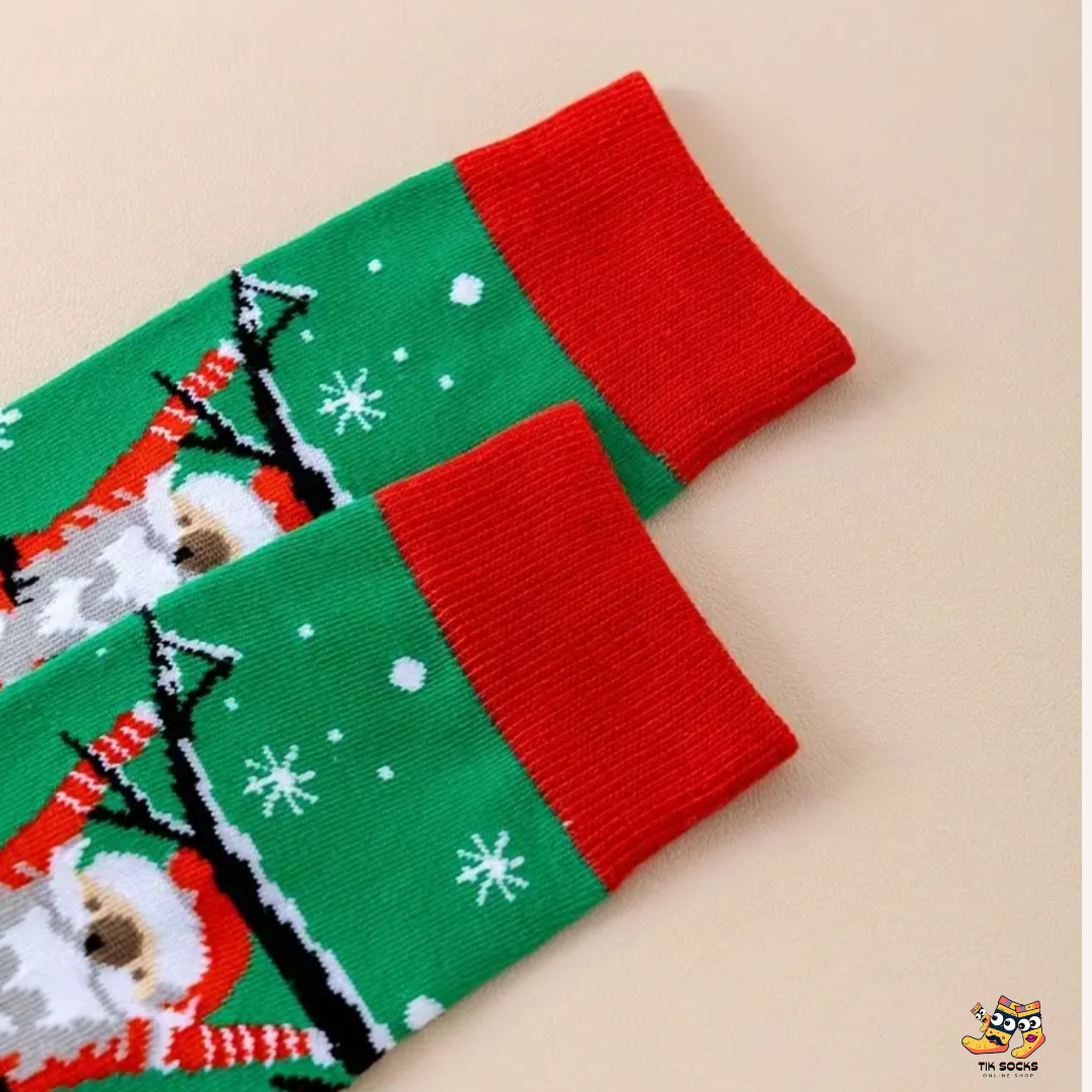 TikSocks|Christmas Socks-Santa on branch