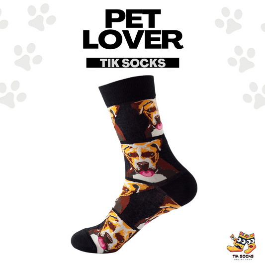 TikSocks|Fun Socks-Dog Print Brown Socks-Face