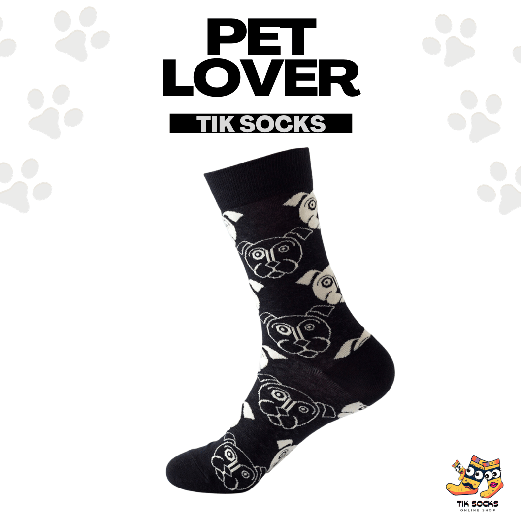 TikSocks|Fun Socks-Dog Print Socks Black