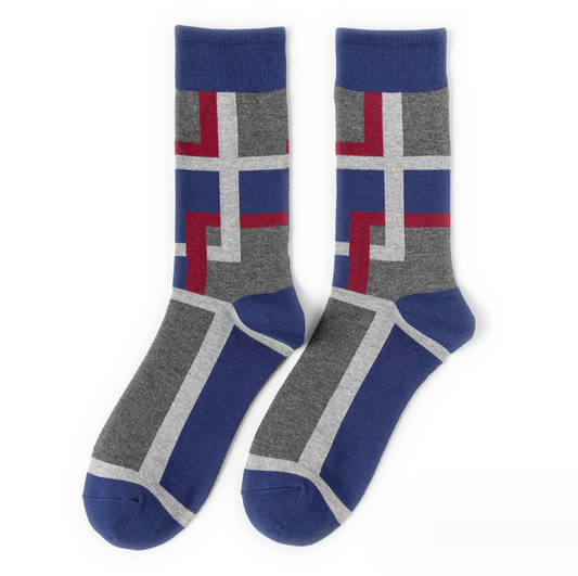 Plaid bamboo socks in a vibrant mix of colors, highlighting their eco-friendly composition and stylish pattern.