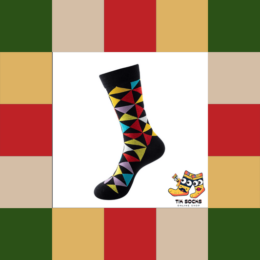 Comfortable socks with vibrant, colorful stripe patterns, suitable for both men and women