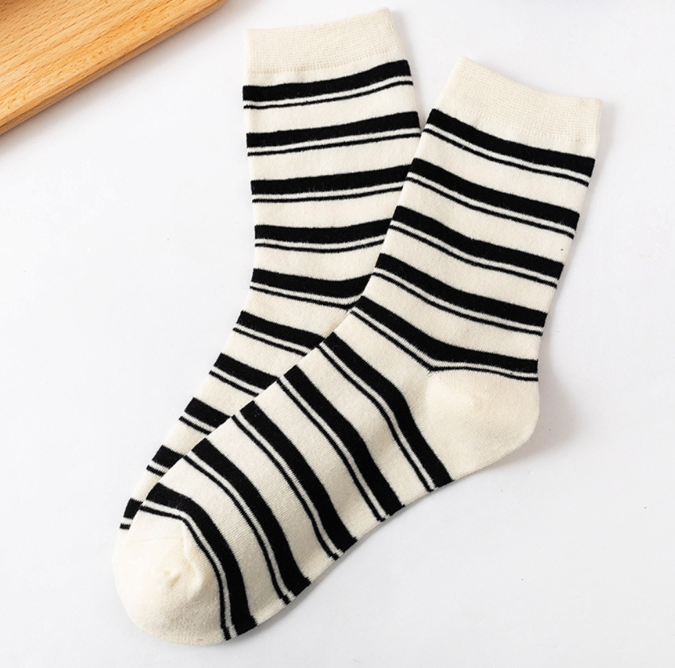 TikSocks|Fun Socks-Black White Striped Socks