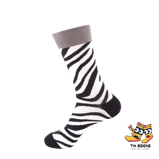 Comfortable socks featuring a zebra design, suitable for both men and women