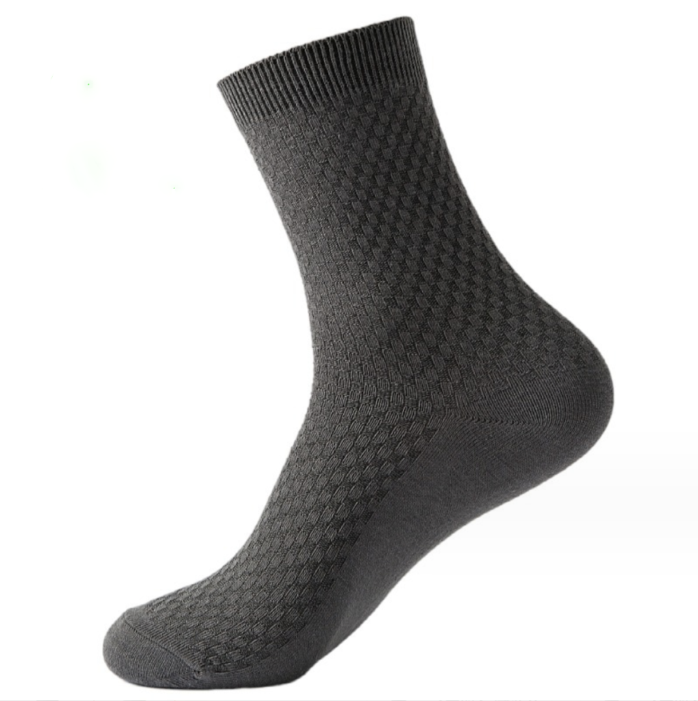 Black, dark grey, and grey bamboo fiber socks, showcasing their eco-friendly and breathable design, suitable for everyday wear and comfort