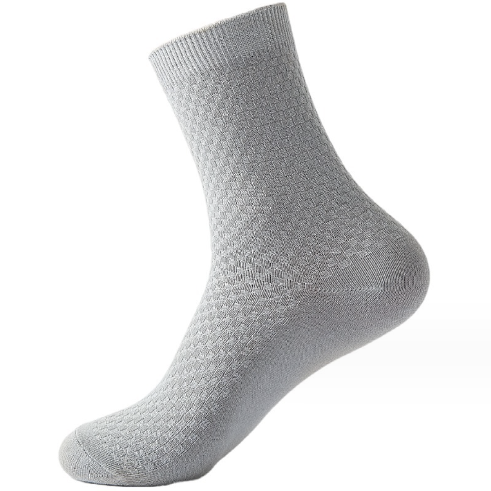 Black, dark grey, and grey bamboo fiber socks, showcasing their eco-friendly and breathable design, suitable for everyday wear and comfort