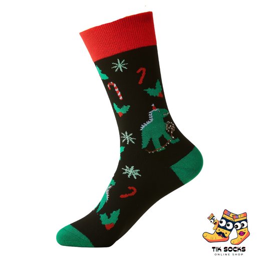 TikSocks|Christmas Socks-Christmas Dinosaur Socks
