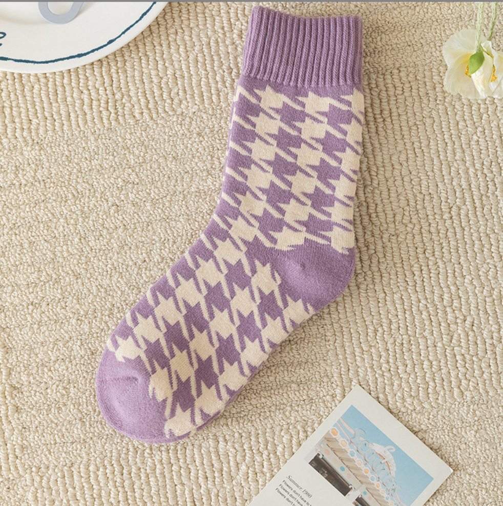 TikSocks|Fun Socks-Women's Purple Stylish Warm Socks - Chic Winter Comfort