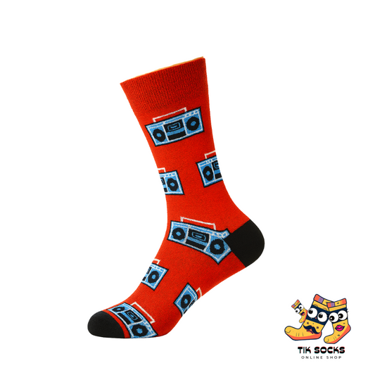 TikSocks|Fun Socks-Red Radio Socks