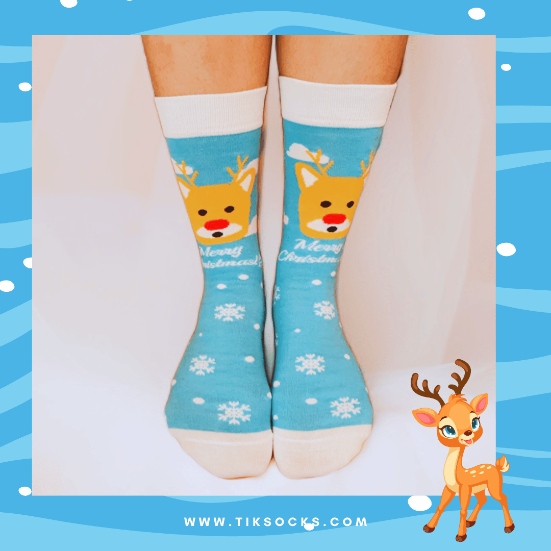 TikSocks|Christmas Socks-Blue Deer Socks